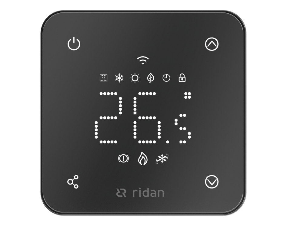 Ридан 088L1144R — Электронный комнатный термостат RSmart-FB с Wi-Fi подключением 230V, черный