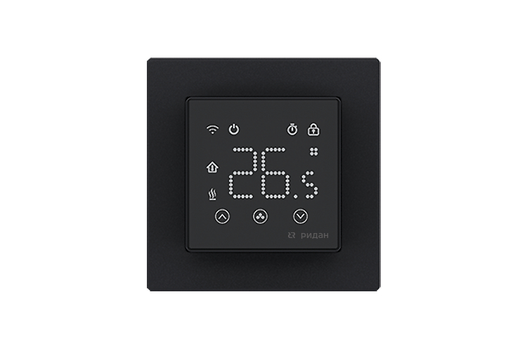 21RT0109R — Ридан Clever терморегулятор с Wi-Fi черный, IP 20, размеры 86 x 86 x 44,5 мм, диапазон регулирования температуры 5...40 °С