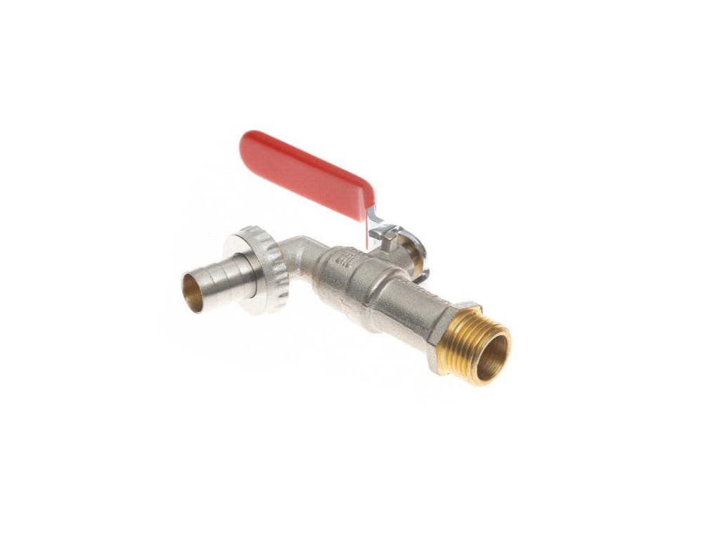 Ридан BVR-CR 065B8302RG — Кран шаровой ГОСТ59553-2021 c наружной резьбой и насадкой под шланг PN10 DN25; Т -20 ℃ ...+95 ℃; материал корпуса латунь