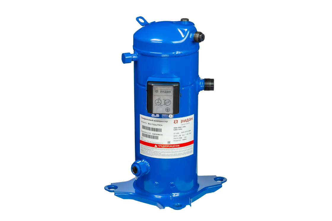 Ридан 141R9542 — Компрессор спиральный RCL24E4LT8CA, промышленная упаковка, хладагент R404A, номинальное напряжение 380-420 В / 3 фазы / 50 Гц & 460 В /3 фазы / 60 Гц