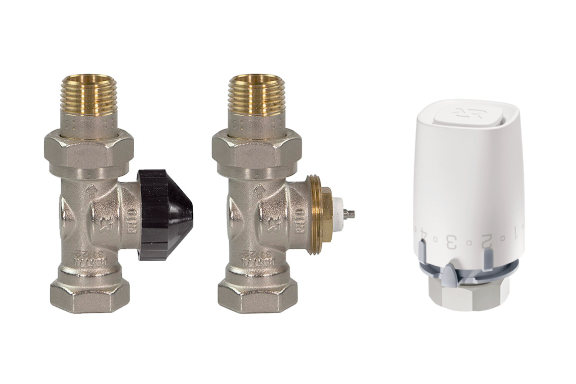 Комплект для двухтрубной системы отопления для радиаторов или конвекторов отопления с боковым подключением: клапан терморегулирующий 013G7016R (Ду20, прямой) + термостатический элемент 003G9001R (присоединение М30х1,5)